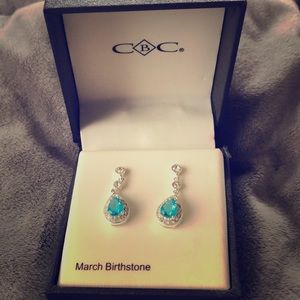 CBC March birthstone Aquamarine teardrop earrings